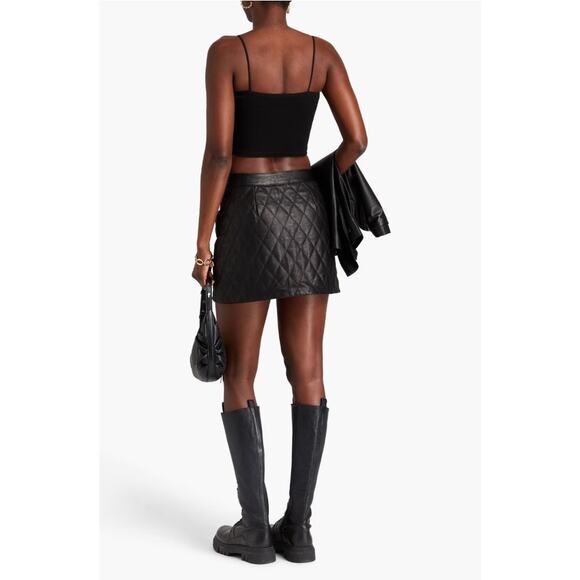 FRAME Quilted Lamb Leather Miniskirt XL - Picture 9 of 14